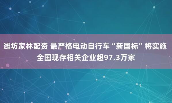 潍坊家林配资 最严格电动自行车“新国标”将实施 全国现存相关企业超97.3万家